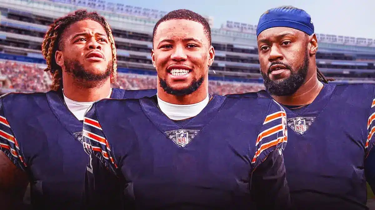 Chase Young, Saquon Barkley and Denic Autry in Bears jerseys