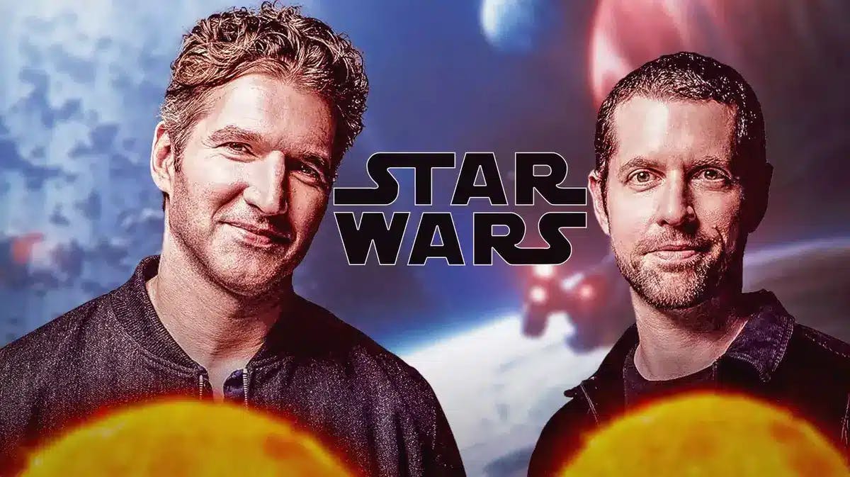 David Benioff and D.B. Weiss (Game of Thrones) with Star Wars logo.