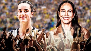 Iowa women’s basketball player Caitlin Clark and former WNBA player Sue Bird