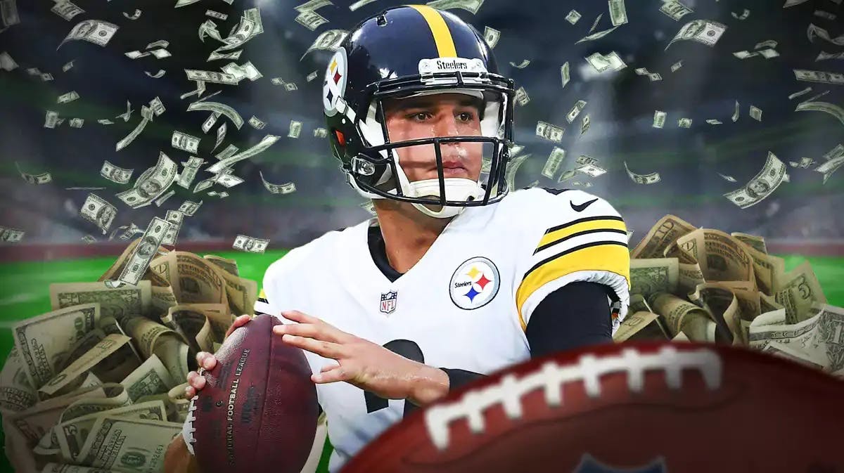 Mason Rudolph surrounded by cash.