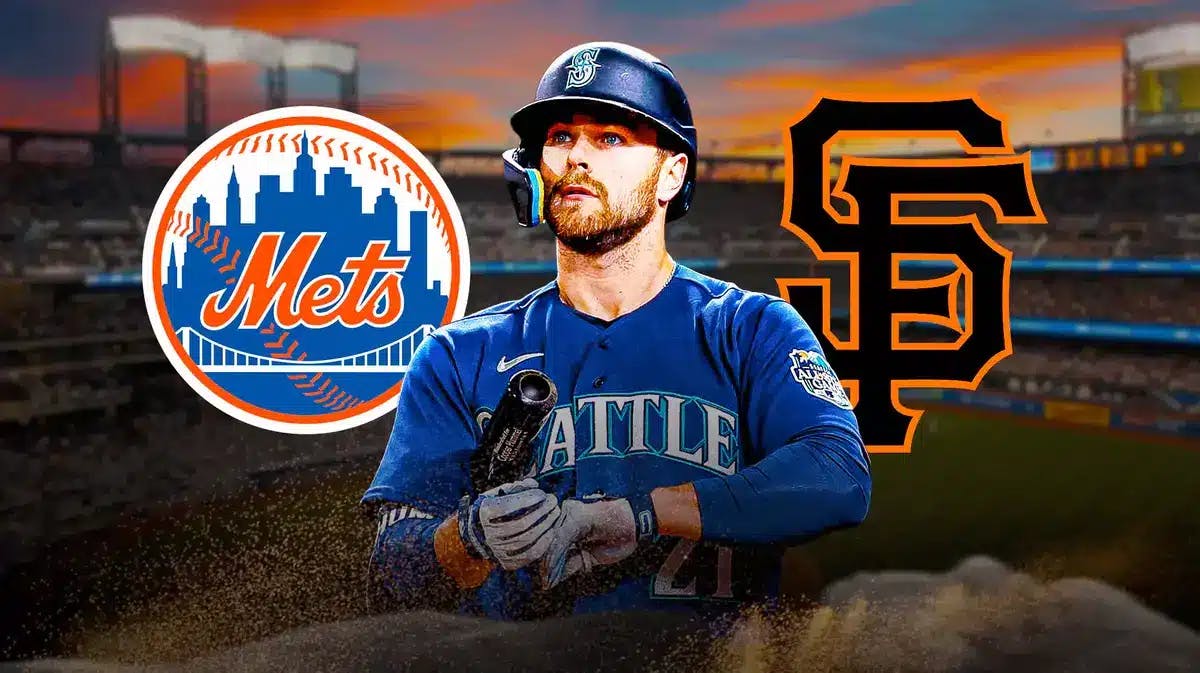 Catcher/outfielder Cooper Hummel between New York Mets and San Francisco Giants logos.