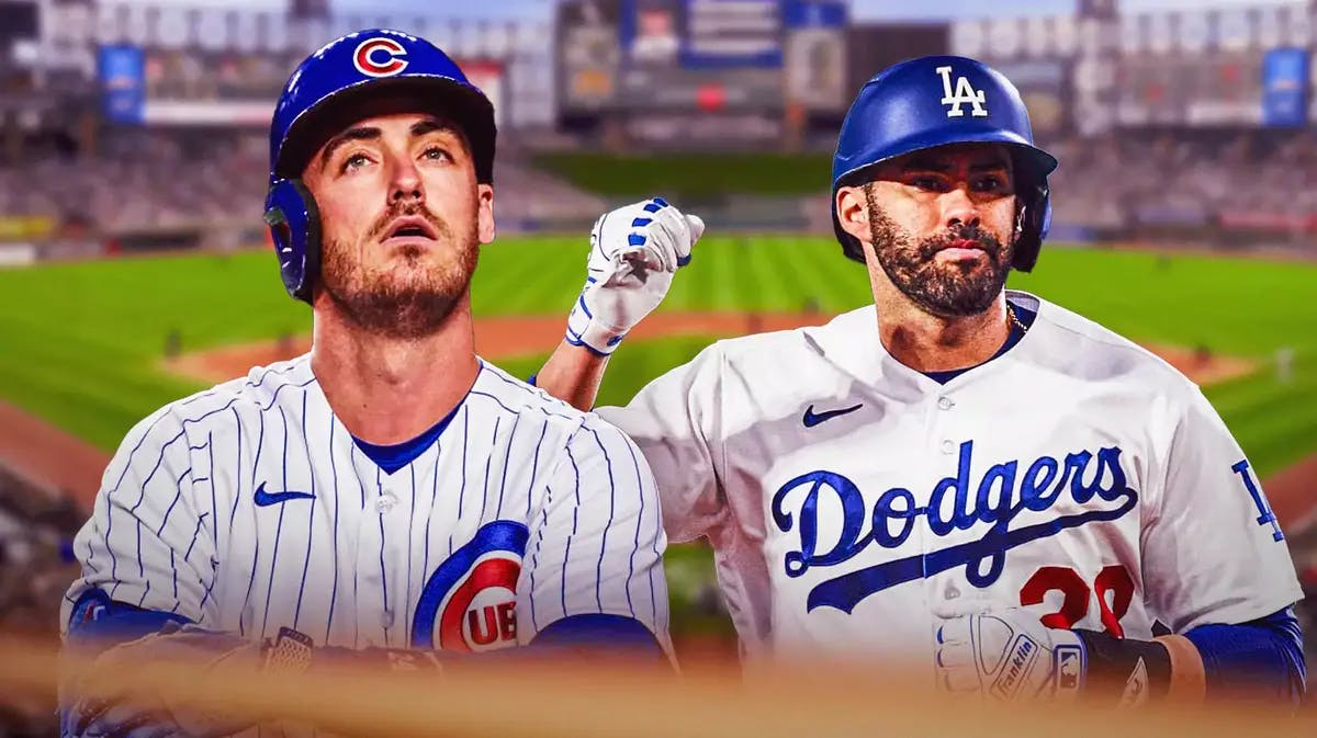 Cody Bellinger (Cubs) and J.D. Martinez (Dodgers) both looking serious