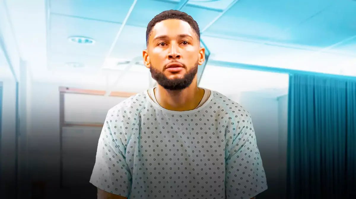 Ben Simmons (Nets) in a hospital gown
