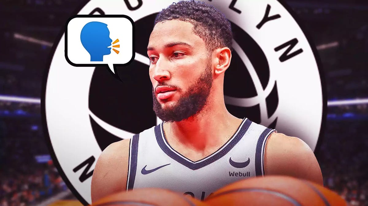 Nets' Ben Simmons with a talking head emoji in a quote bubble