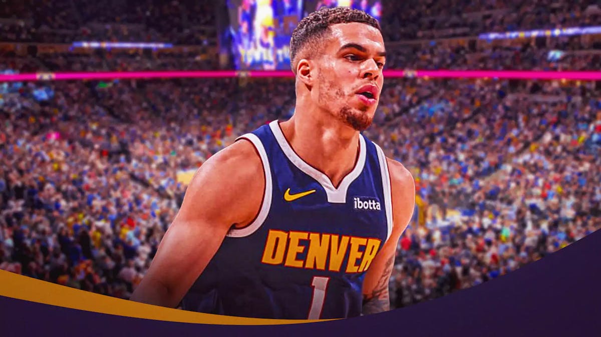 Michael Porter Jr with the Nuggets arena in the background