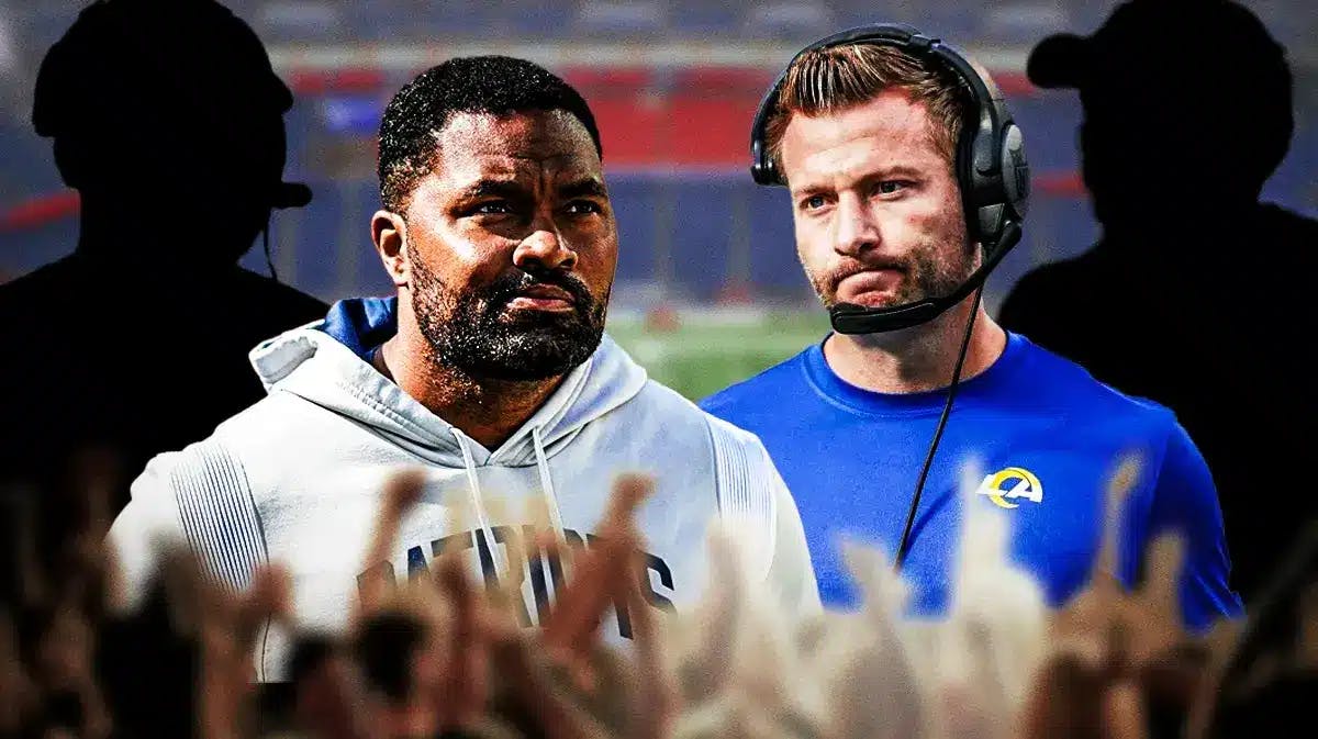 Jerod Mayo, Sean McVay, and 2 silhouette coaches