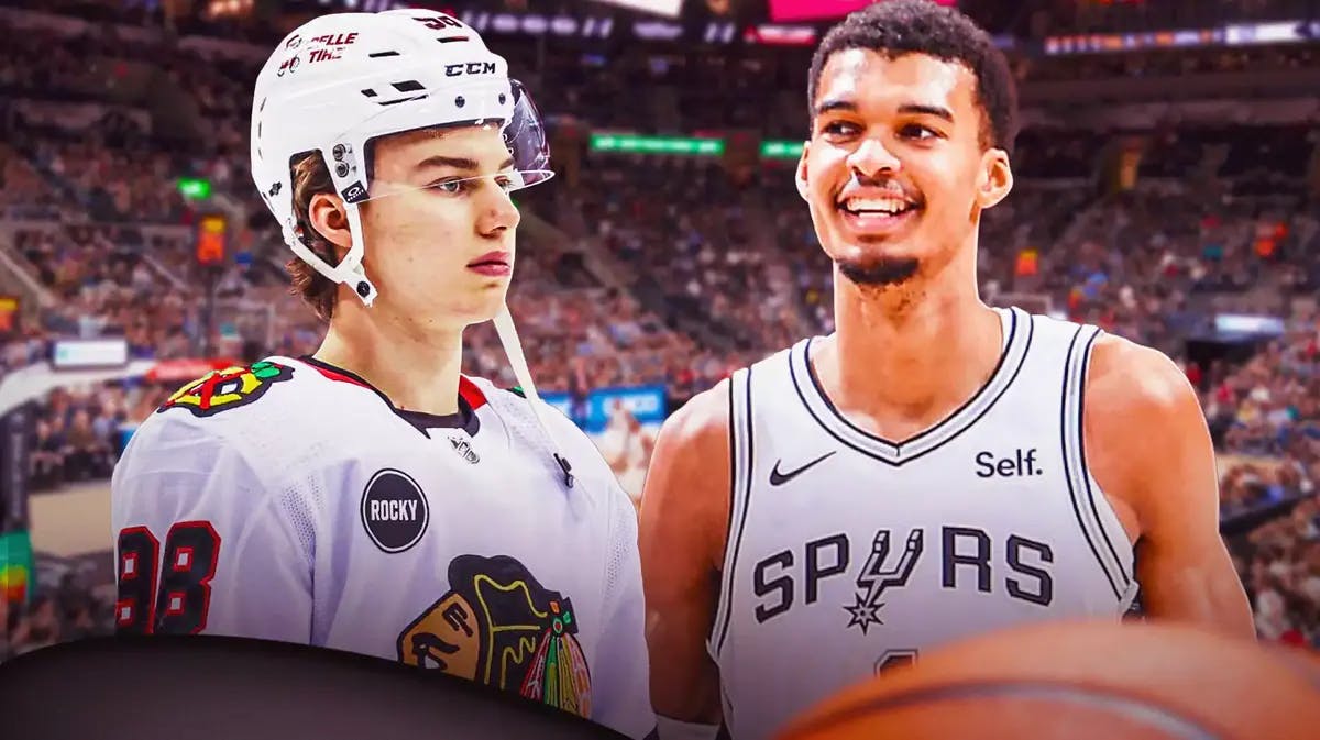 Spurs' Victor Wembanyama stands next to Blackhawks' Connor Bedard as No. 1 overall draft picks