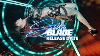 stellar blade, stellar blade trailer, stellar blade gameplay, stellar blade story, stellar blade release date, key art for Stellar blade with the game title in the center and the words release date under it