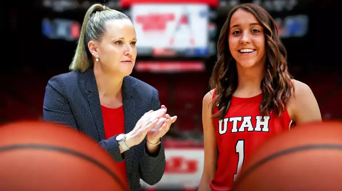 Utah women’s basketball player Kennady McQueen and Utah women’s basketball coach Lynne Roberts