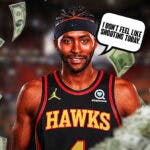 Maurice Harkless surrounded by piles of money saying "I don't feel like shooting today."