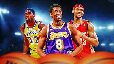 Kobe Bryant, LeBron James and Magic Johnson early in their careers.