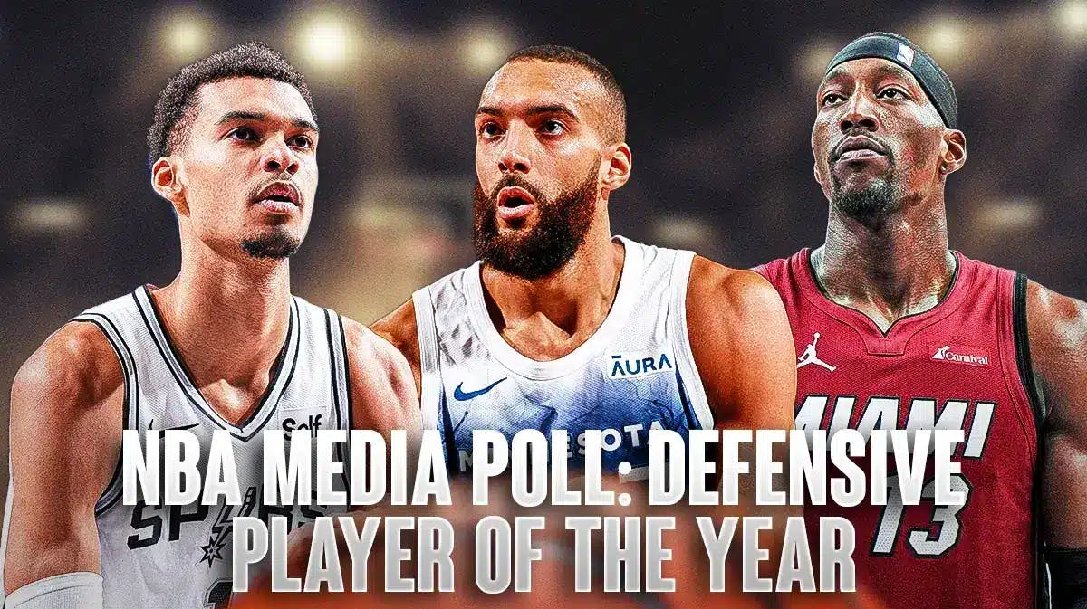 Victor Webanyama, Rudy Gobert and Bam Adebayo with "NBA media Poll: Defensive Player of the Year" at the bottom
