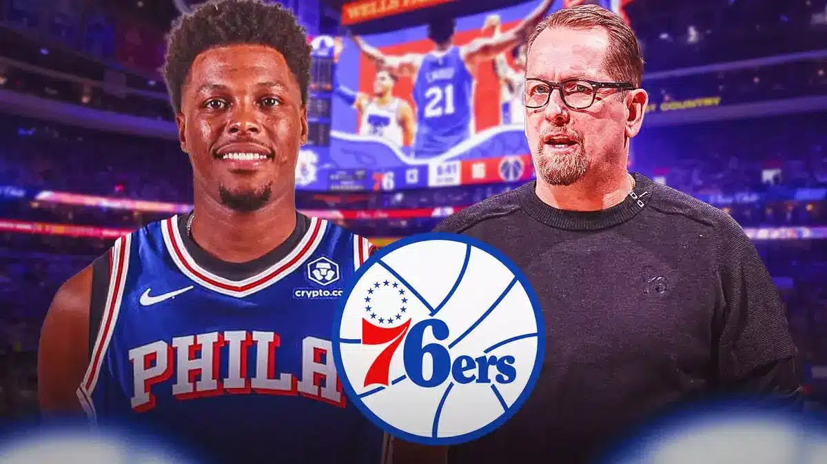 Former Hornets guard Kyle Lowry smiles next to Nick Nurse amid Philly 76ers signing