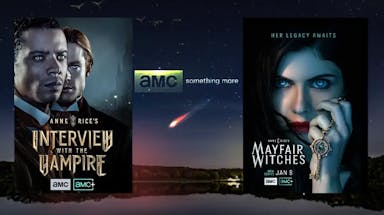 Interview with the Vampire and Mayfair Witches poster; AMC logo