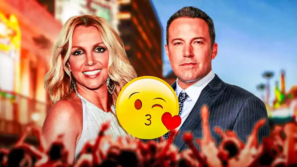 Ben Affleck and Britney Spears with kiss emojis