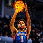 Jaylen Martin (Westcherster Knicks shooting a ball that is on fire