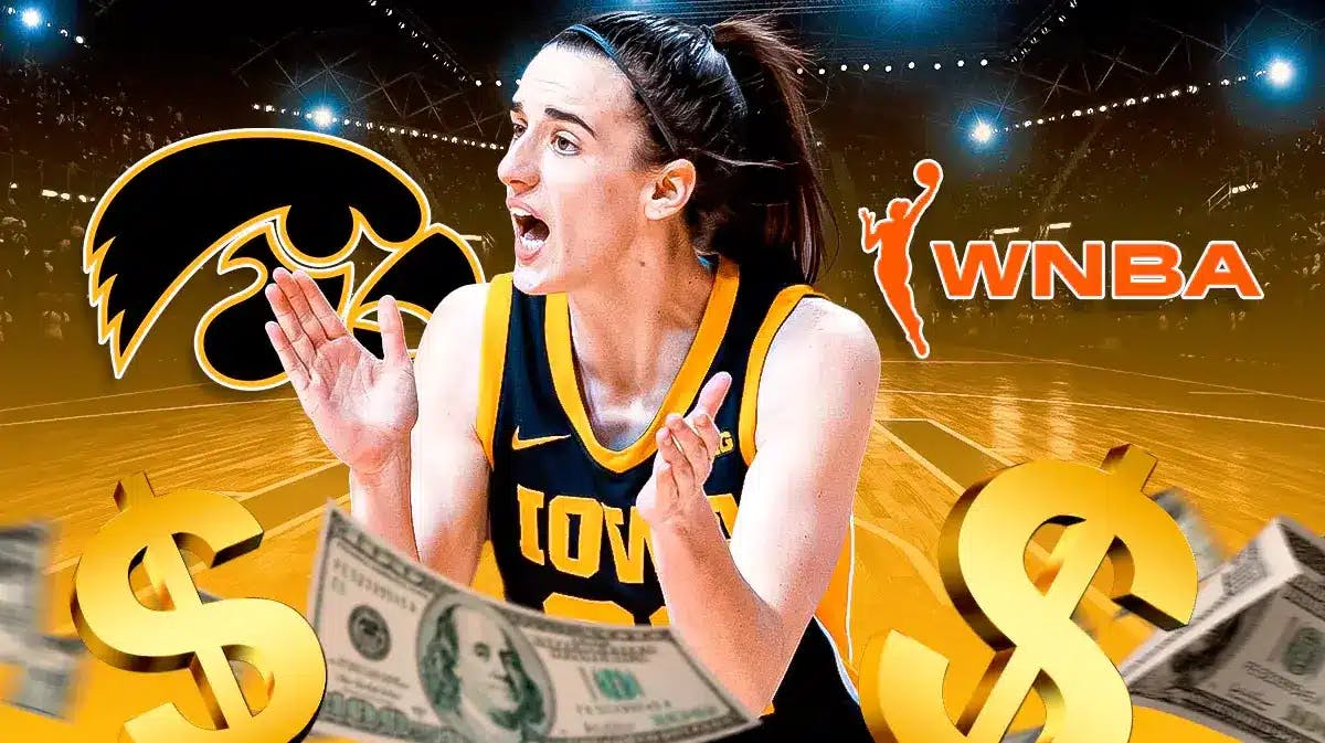 Caitlin Clark, Iowa women's basketball, WNBA, dollar signs next to Clark