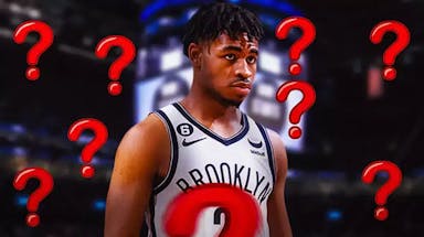Nets' Cam Thomas with several question marks above his head