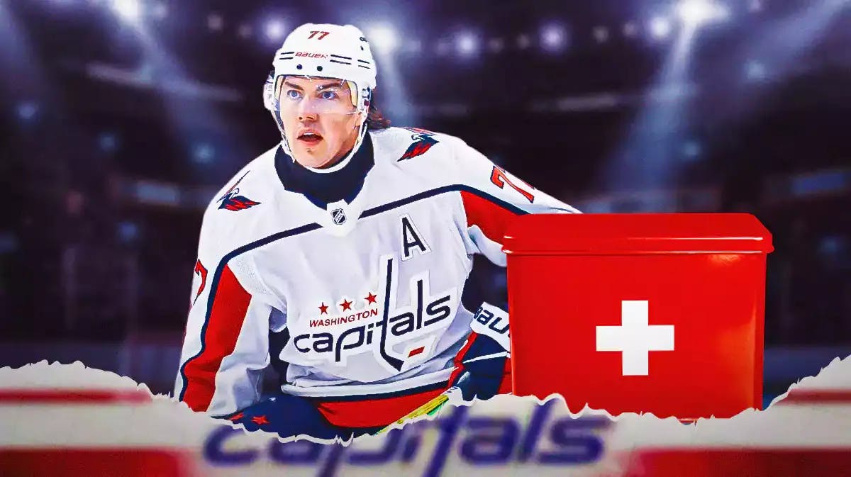 Capitals winger TJ Oshie with medical kit next to him