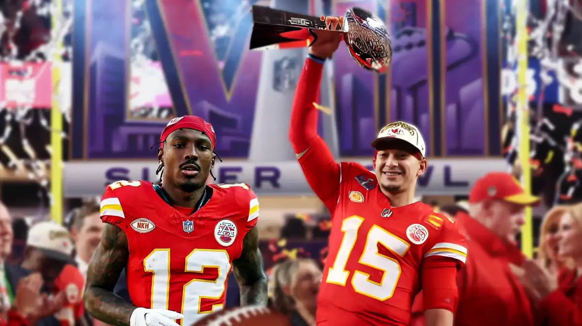 Chiefs QB Patrick Mahomes and MeCole Hardman in Super Bowl.