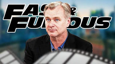 Christopher Nolan with Fast and Furious logo.