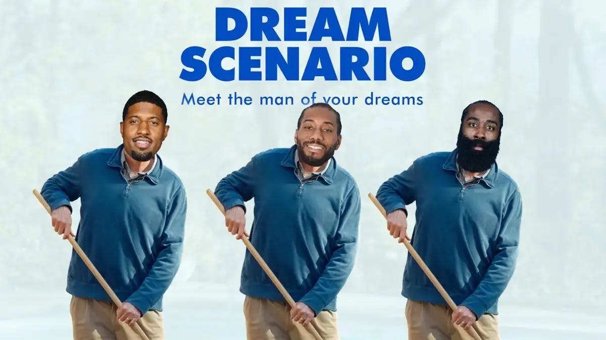 Clippers' Kawhi Leonard, Paul George, and James Harden in the Dream Scenario movie poster