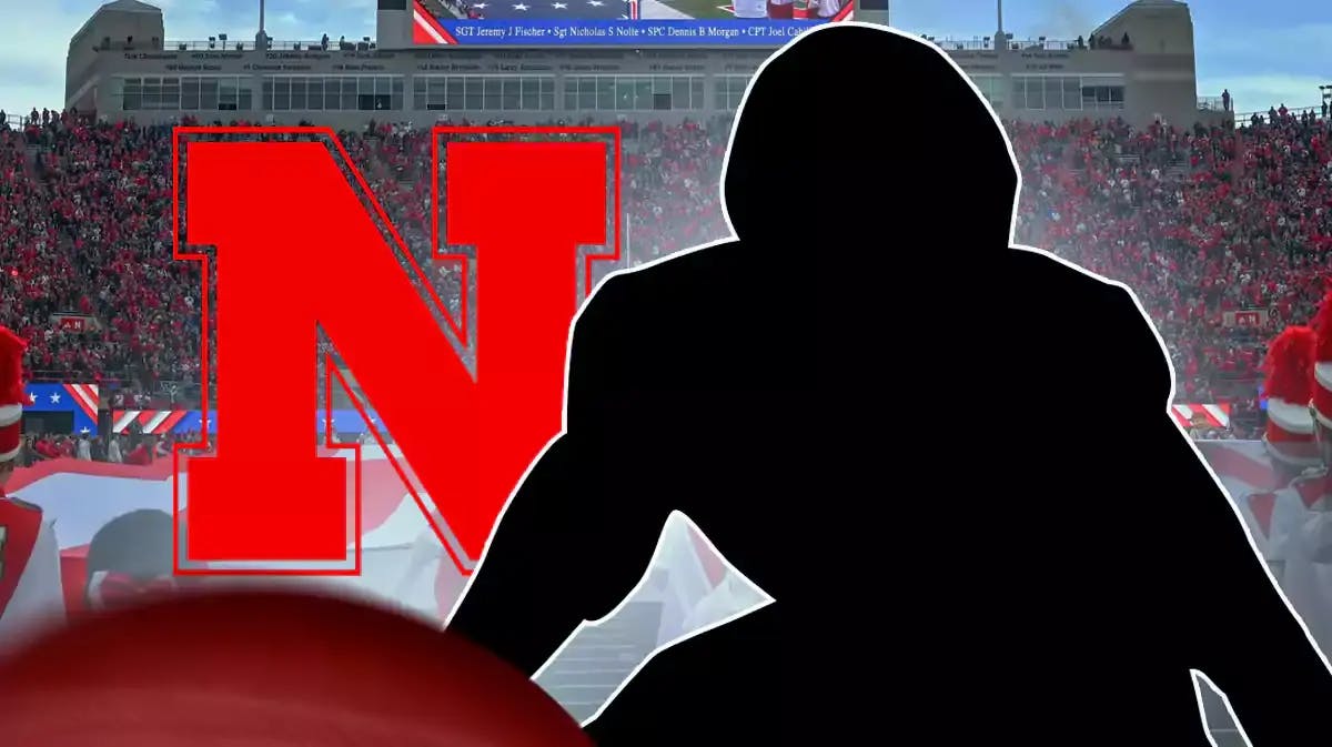 Silhouette next to the Nebraska football logo