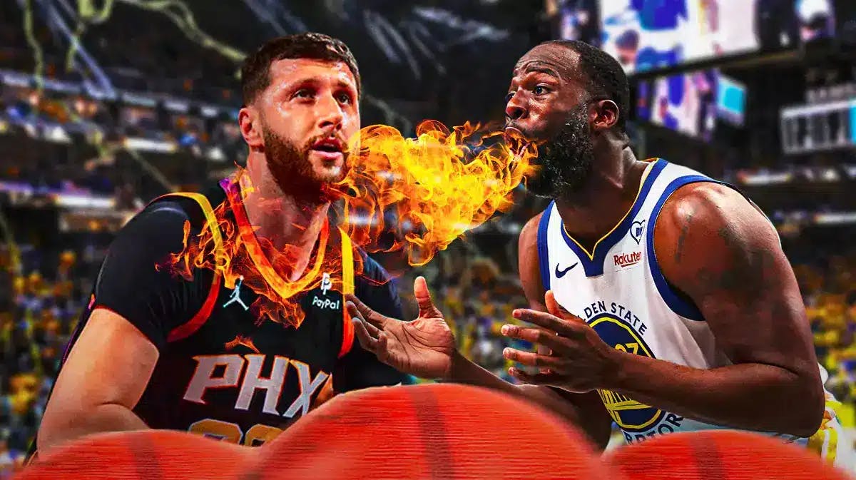 Draymond Green breathing fire on one side, Jusuf Nurkic on the other side
