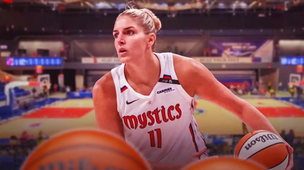Elena Delle Donne with the Mystics arena in the background