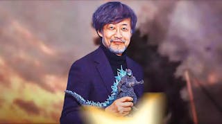 Director Takashi Yamazaki with Godzilla.