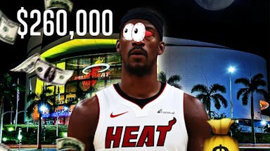 Miami Heat forward Jimmy Butler with his eyes popping over the figure $260,000.