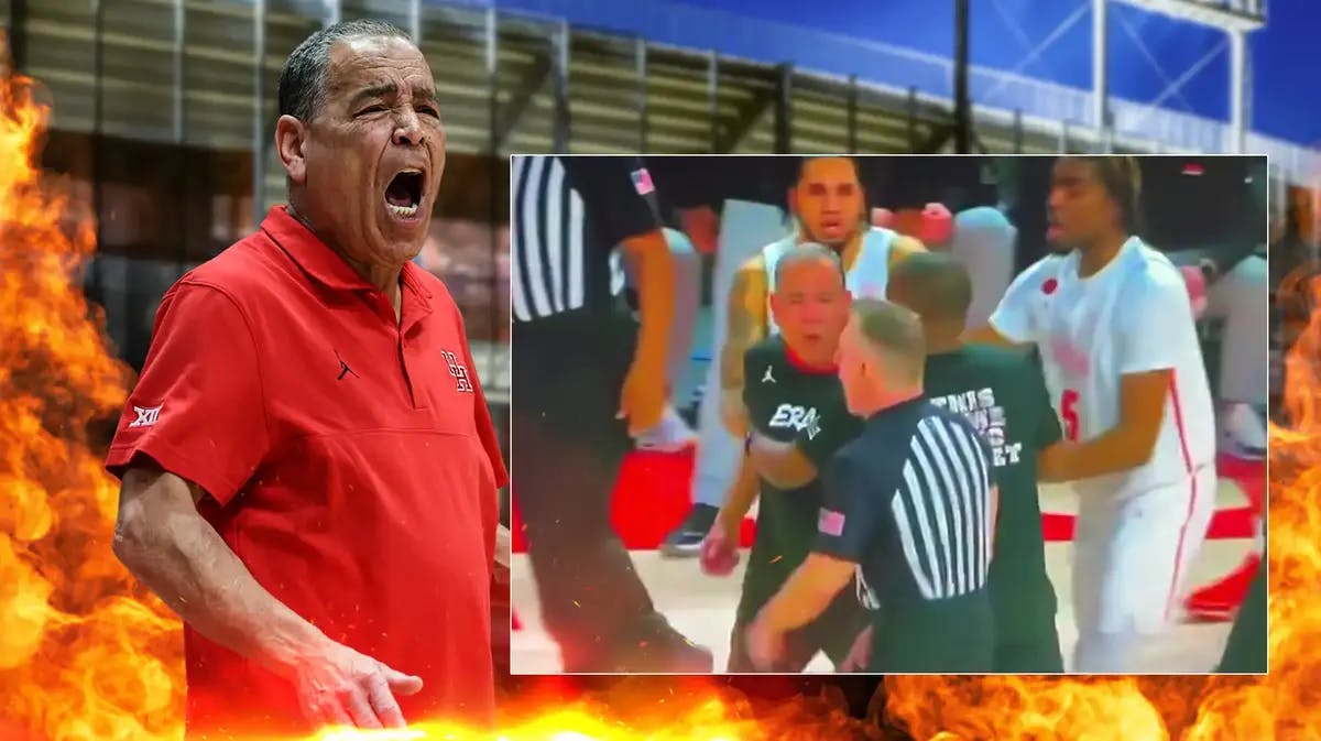 Kelvin Sampson (Houston basketball head coach) looking mad with fire all over him