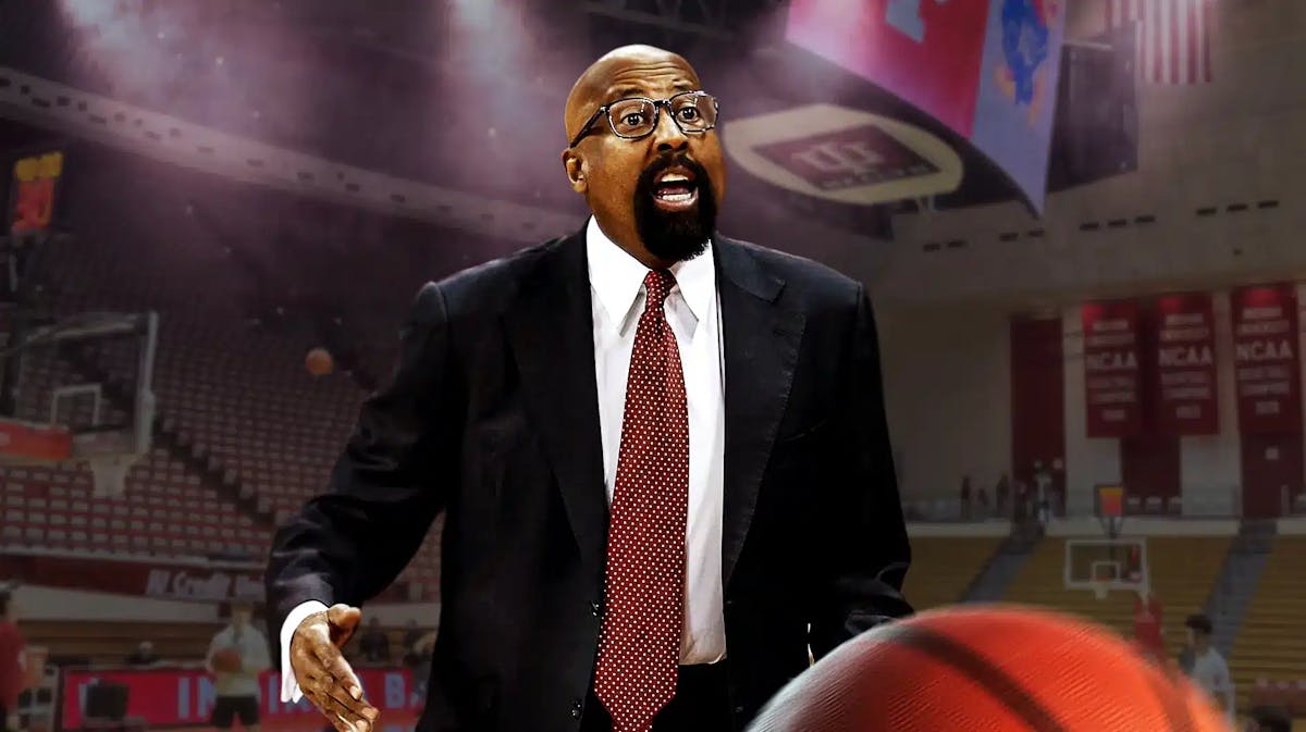 Mike Woodson with the Indiana Hoosiers arena in the background
