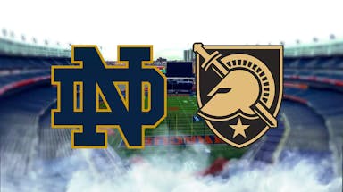 Notre Dame football, Fighting Irish, Army football, Yankee Stadium, Notre Dame Army Yankee Stadium, Notre Dame and Army football logos with Yankee Stadium in the background