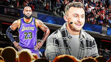 Johnny Manziel in street clothes. LeBron James