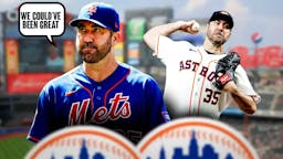 Photo: Justin Verlander in Mets jersey saying “We could’ve been great”, Citi field as background, another photo of him in Astros jersey