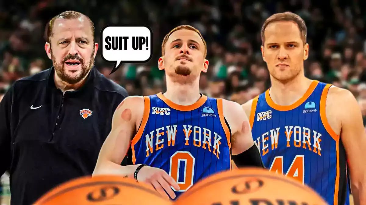 Knicks' Tom Thibodeau telling Donte DiVincenzo and Bojan Bogdanovic "Suit up!"
