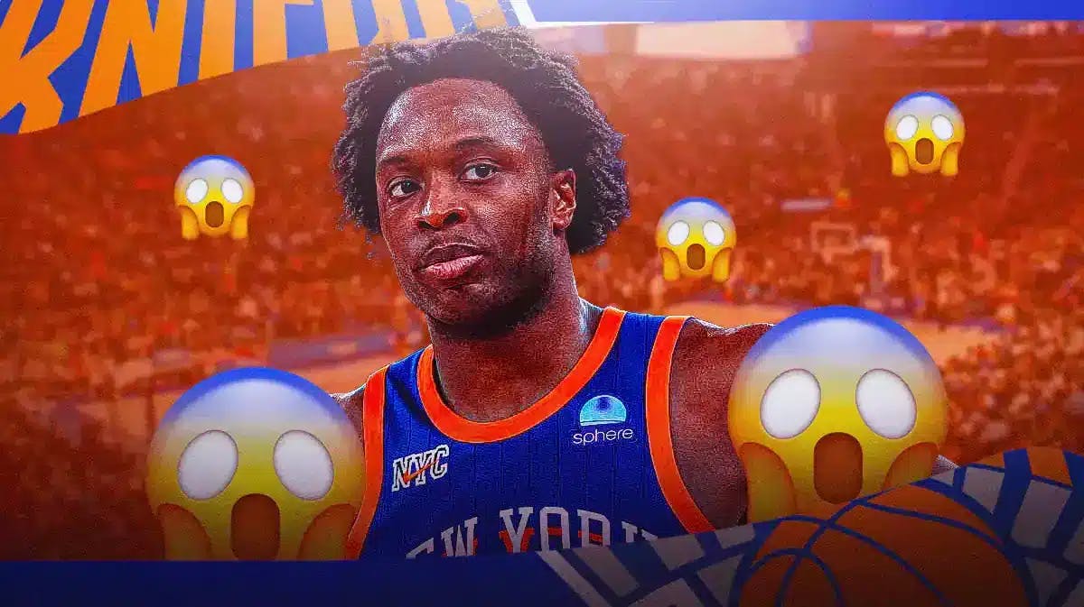 Knicks' OG Anunoby surrounded by scared emojis