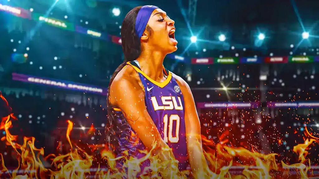 Angel Reese (LSU basketball) looking hyped and on fire