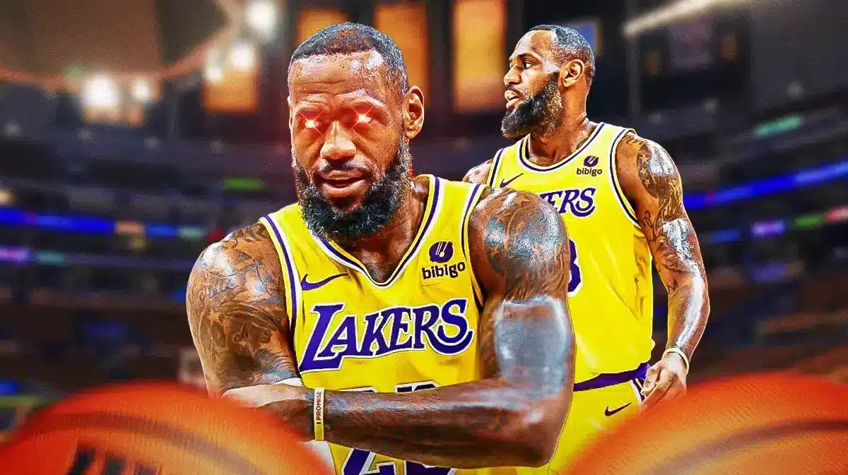 Lakers' LeBron James with laser eyes