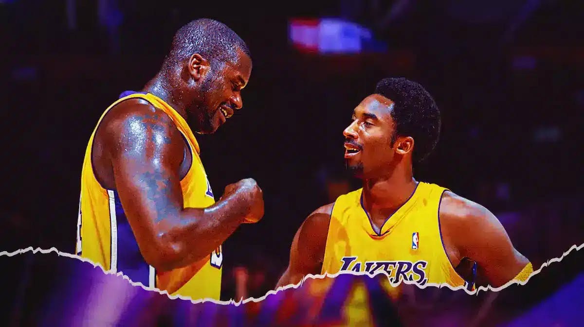 Lakers' Shaquille O' Neal stands next to Kobe Bryant years before Mamba Night