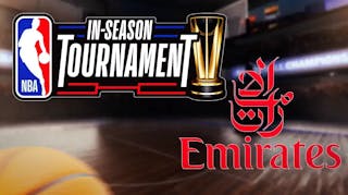 NBA In-Season Tournament logo next to the Emirates logo