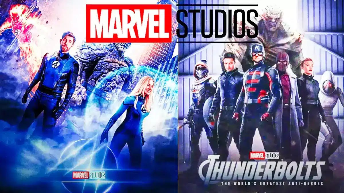 Poster art for Marvel Studios' The Fantastic Four alongside Thunderbolts