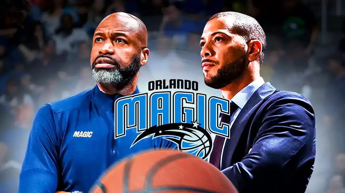 Jamahl Mosley and Anthony Walker next to a Magic logo