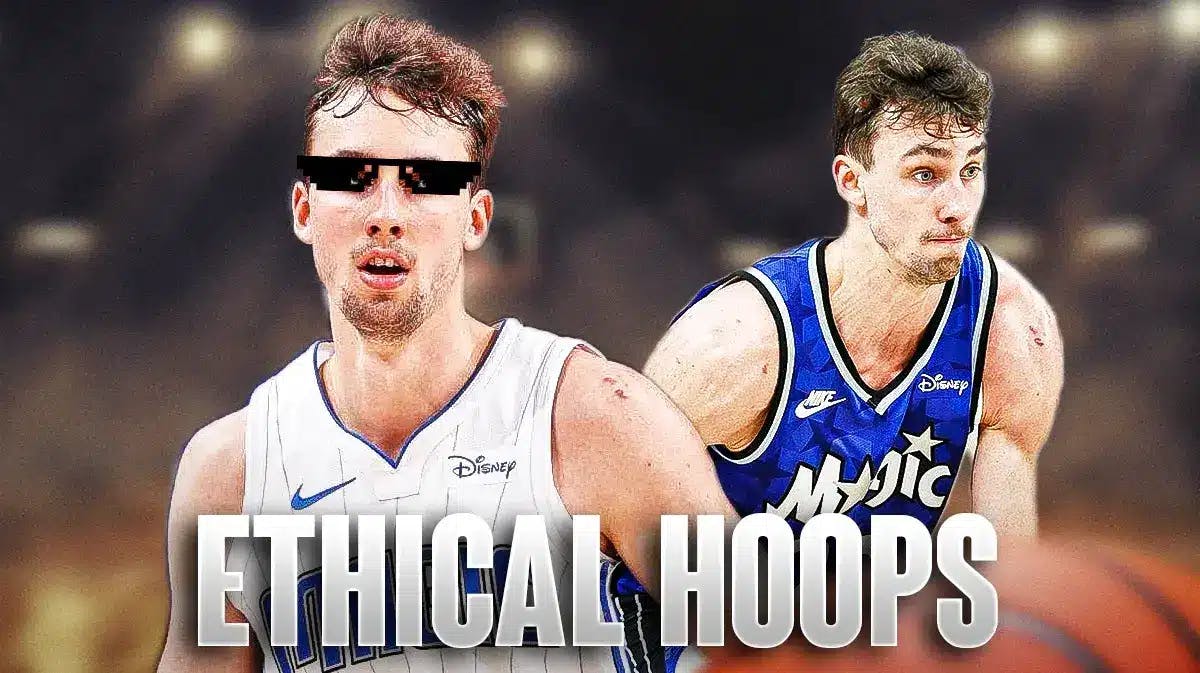 Magic’s Franz Wagner with the thug life shades on, with caption below: ETHICAL HOOPS