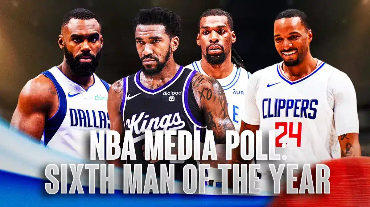 Tim Hardaway Jr., Malik Monk, Naz Reid, and Norman Powell with "NBA Media Poll: Sixth Man of the Year" underneath