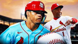 Masyn Winn (Cardinals rookie) and Ozzie Smith (Cardinals legend)