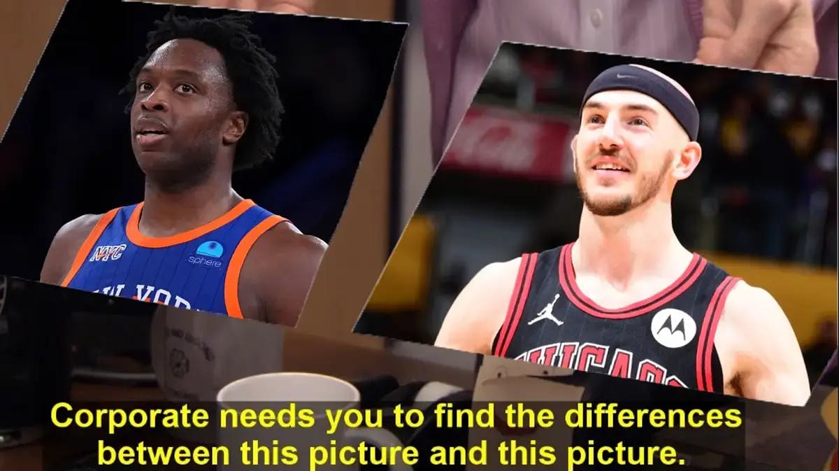 Knicks' OG Anunoby and Bulls' Alex Caruso in the They’re the same picture meme