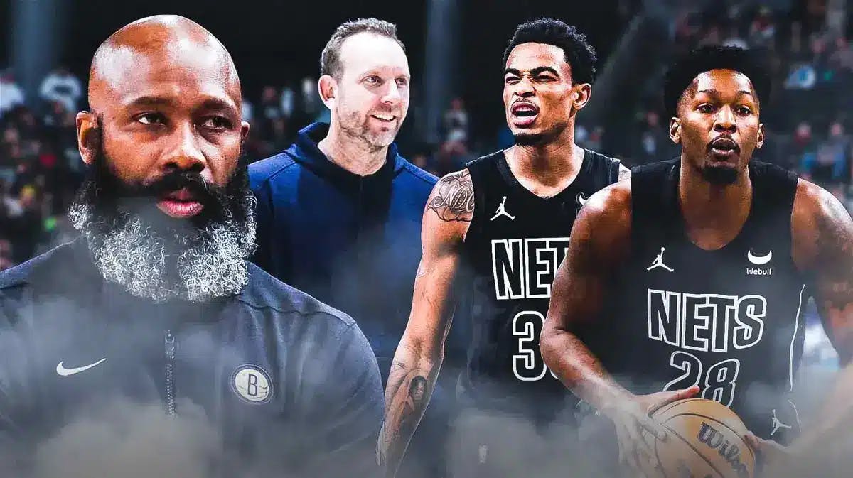 Nets' Jacque Vaughn, Sean Marks, Nic Claxton and Dorian Finney-Smith