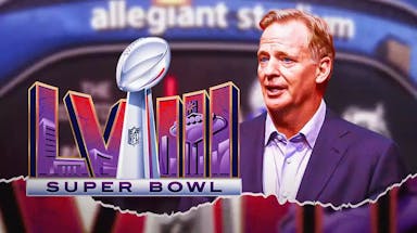 Roger Goodell amid NFL Super Bowl 58 between the 49ers and Chiefs